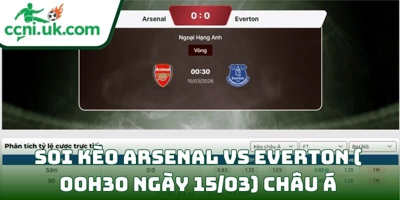 Soi kèo Arsenal vs Everton ( 00h30 ngày 15/03) châu Á